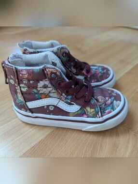 Vans Sk8-Hi Zip Floral High Top Sneakers Toddler Size 5.5